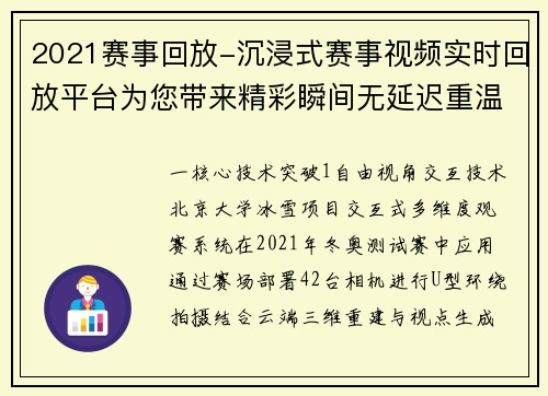 2021赛事回放-沉浸式赛事视频实时回放平台为您带来精彩瞬间无延迟重温体验